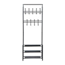 Appendiabiti Panchina per Ingresso con Scarpiera in Acciaio Nero 67x30x185 cm 