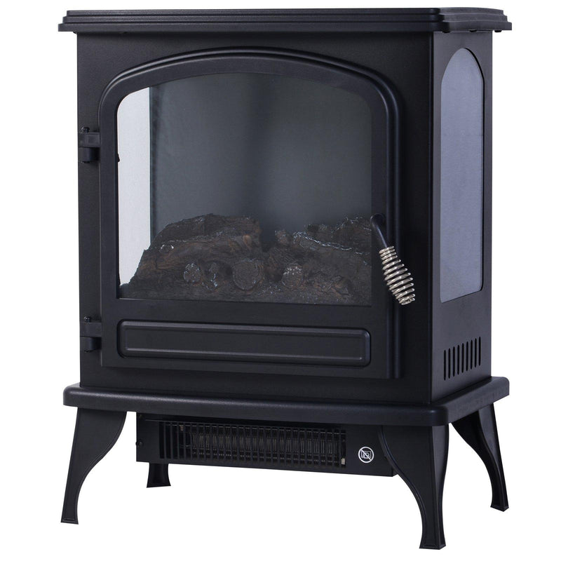 Camino Elettrico da Terra 41x25,4x52 cm 750/1500W Effetto Fiamma  Nero