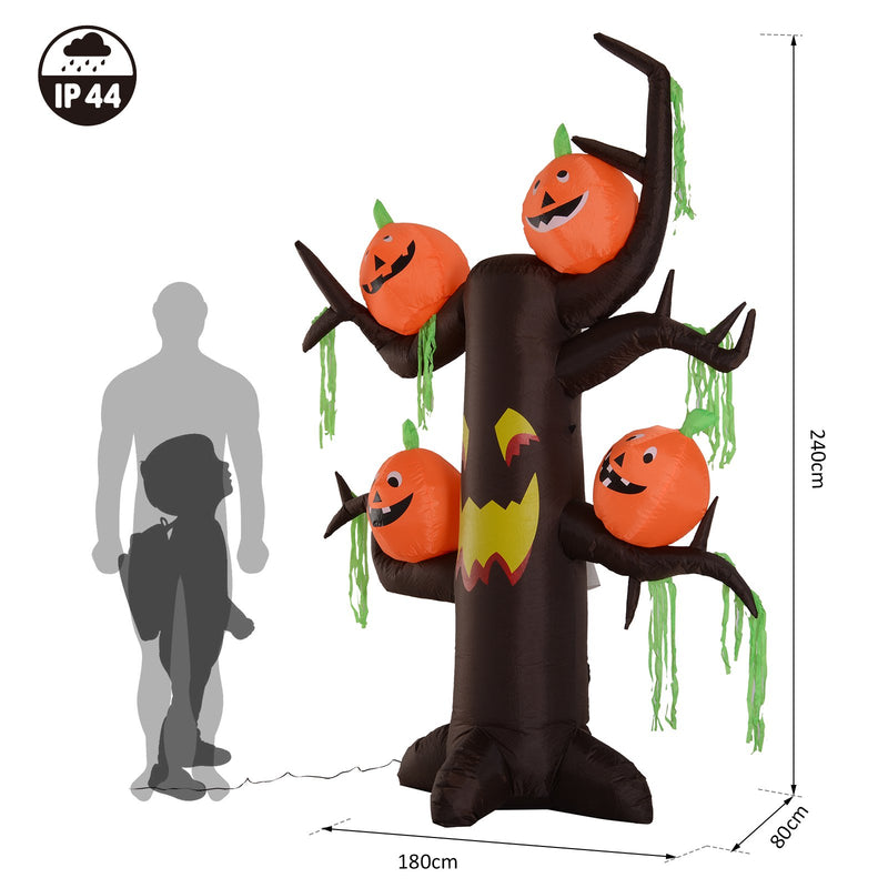 Decorazione Halloween Albero Gonfiabile 240 cm con LED 
