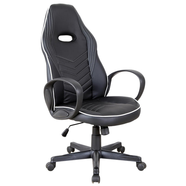 Ergonomischer Gaming-Stuhl aus Kunstleder, höhenverstellbar, Schwarz und Weiß sconto