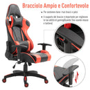 Sedia da Gaming Ergonomica in Similpelle Altezza Regolabile con Cuscino  Nera e Rossa