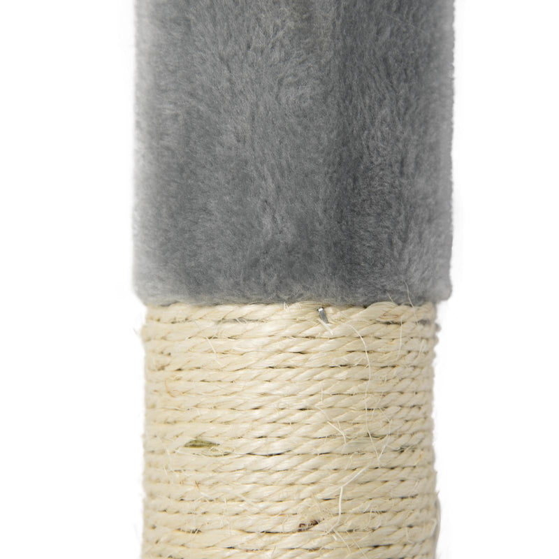 Albero Tiragraffi con Cuccia per Gatti H120 cm in Legno Sisal Naturale Rizzetti Grigio