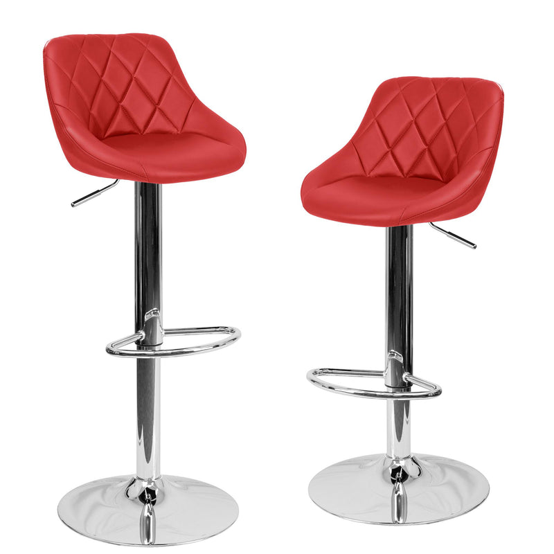 Set 2 Sgabelli Alti in Similpelle Imbottita Rizzetti Anshar Rossi