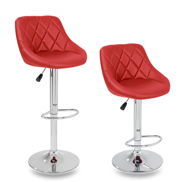 Set mit 2 hohen Hockern aus gepolstertem Kunstleder Rizzetti Anshar Rossi sconto