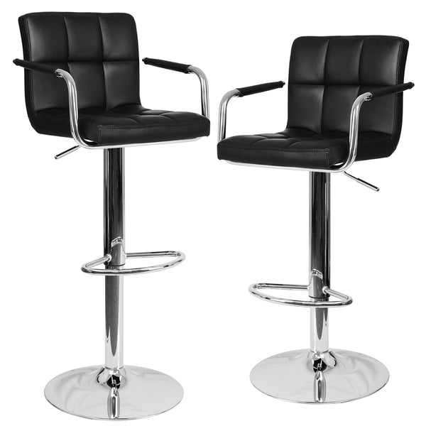 Set mit 2 hohen Hockern aus schwarzem Rizzetti Plusmir gepolstertem Kunstleder online