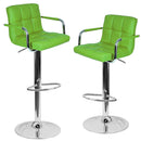 Set 2 Sgabelli Alti in Similpelle Imbottita Rizzetti Plusmir Verdi