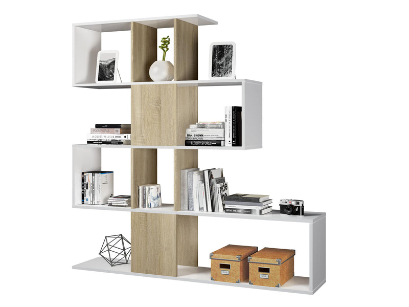 Mobile a Scaffali Libreria 4 Livelli in Legno 145x29x145 cm Rizzetti Elche Bianco