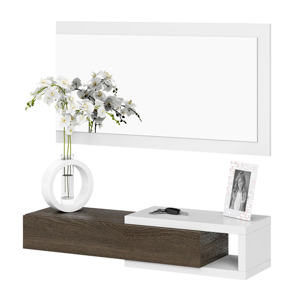 Flurmöbel mit Schublade und Spiegel Rizzetti Stockholm Weiß und Braun online