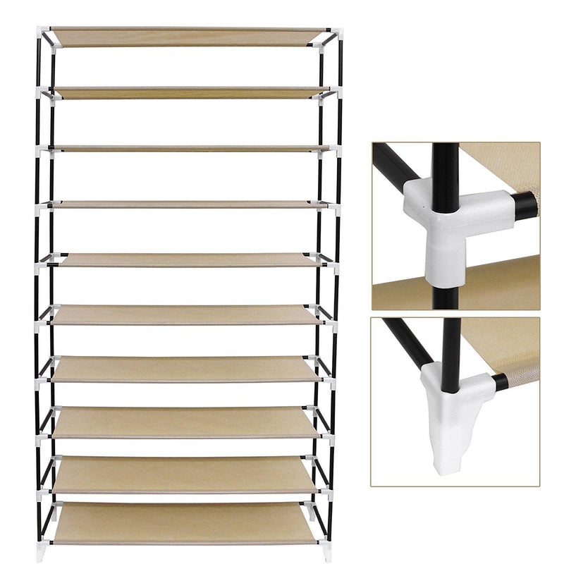 Scarpiera Salvaspazio 10 Ripiani 88x28x160 cm Rizzetti Marrone