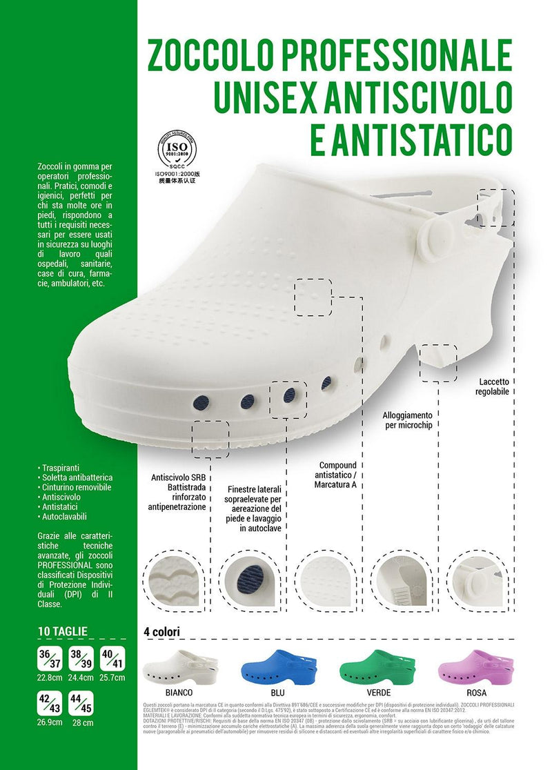 Zoccoli Sanitari Professionali Rizzetti Rosa Varie Taglie