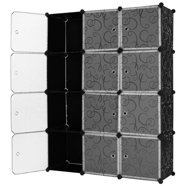 online Modularer Kleiderschrank 12 Würfel 112x37x148 cm Rizzetti Schwarz mit Stickerei