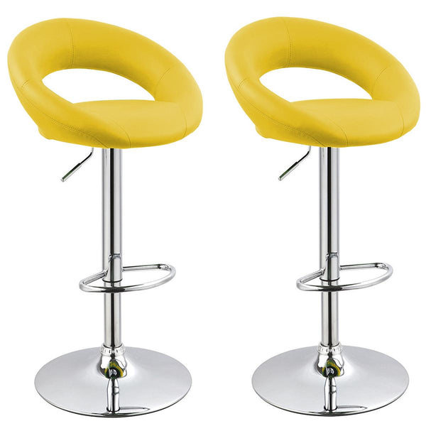 sconto Set mit 2 Rizzetti Chicago Gelb Gepolsterten Hochhockern aus Kunstleder