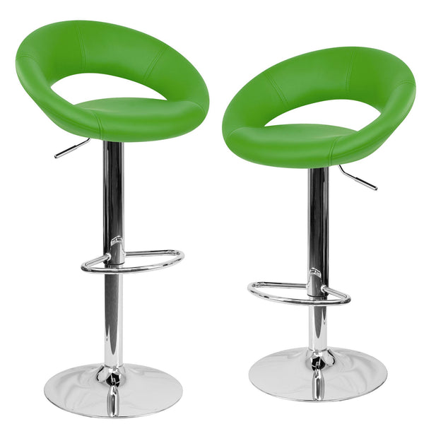 prezzo Set mit 2 Rizzetti Chicago Green gepolsterten Kunstleder-Hochhockern