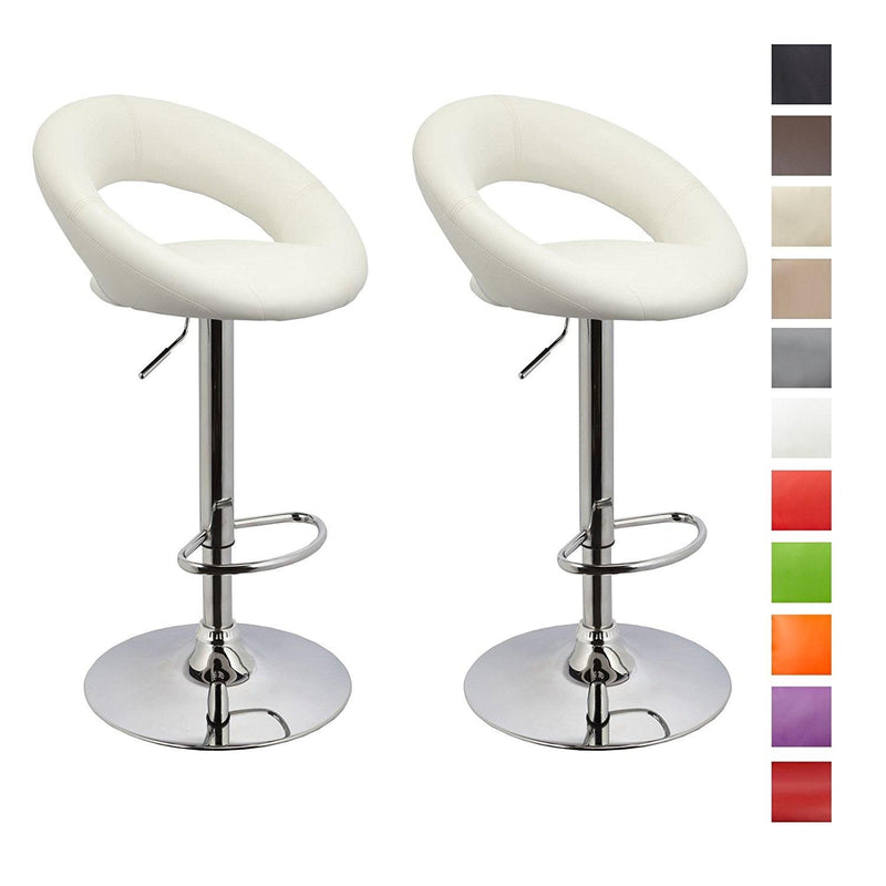 Set 2 Sgabelli Alti in Similpelle Imbottita Rizzetti Chicago Bianchi