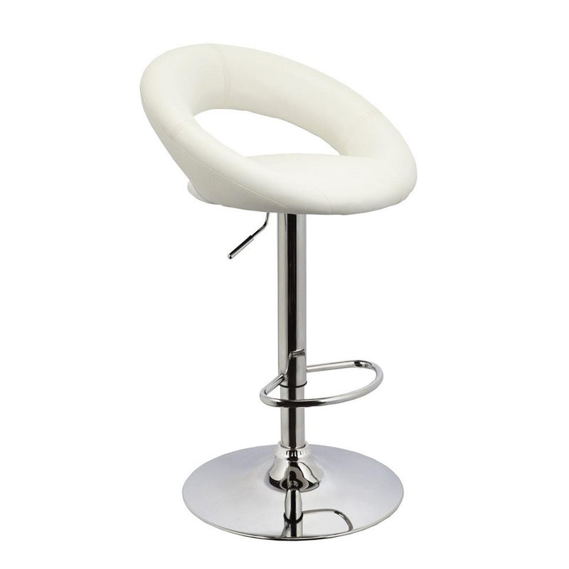 Set 2 Sgabelli Alti in Similpelle Imbottita Rizzetti Chicago Bianchi