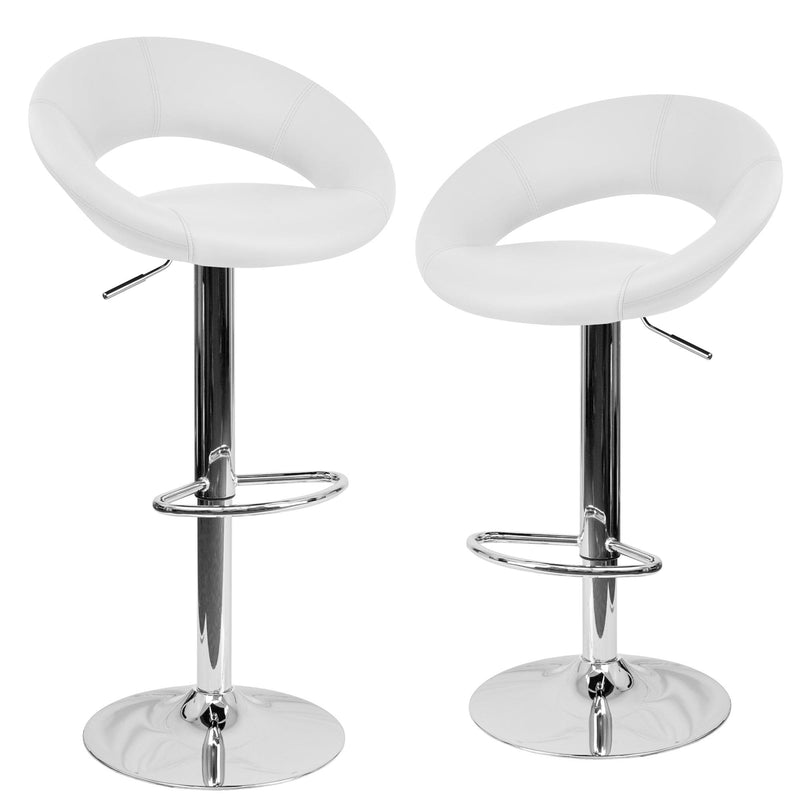 Set 2 Sgabelli Alti in Similpelle Imbottita Rizzetti Chicago Bianchi