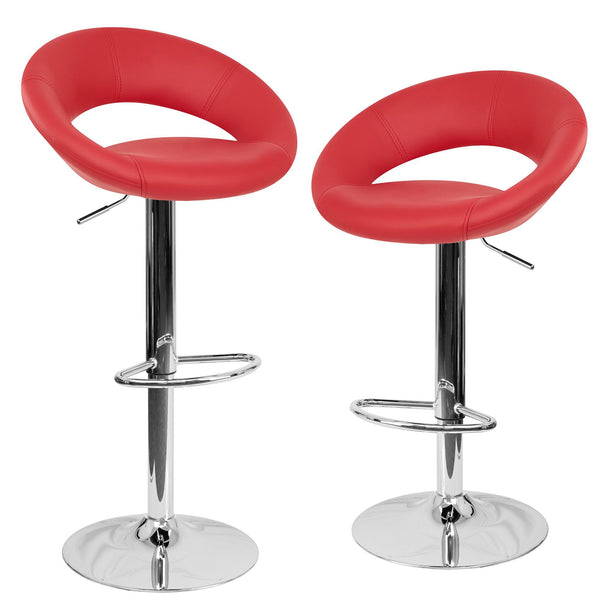 sconto Set mit 2 Rizzetti Chicago Rot gepolsterten Kunstleder-Hochhockern