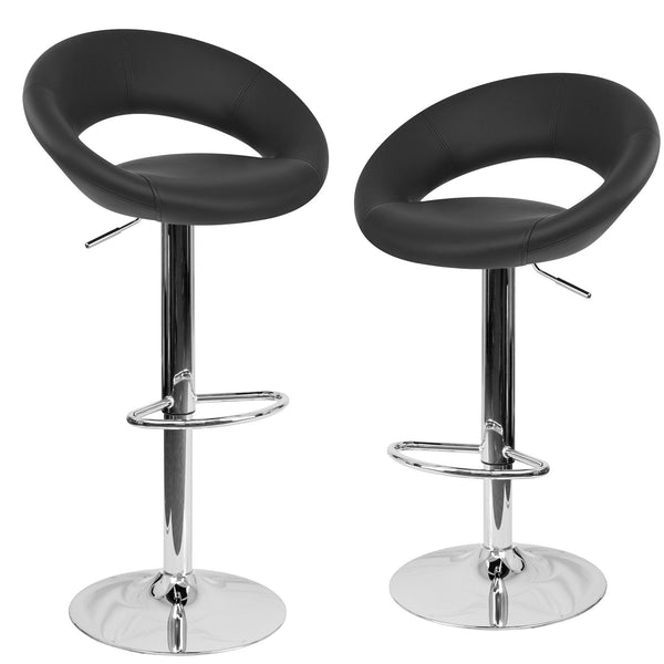 2er-Set Rizzetti Chicago Schwarz Gepolsterte Hochhocker aus Kunstleder sconto