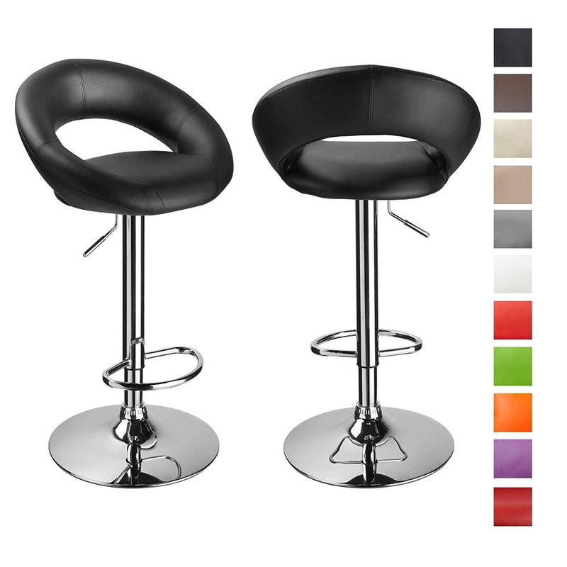 Set 2 Sgabelli Alti in Similpelle Imbottita Rizzetti Chicago Neri