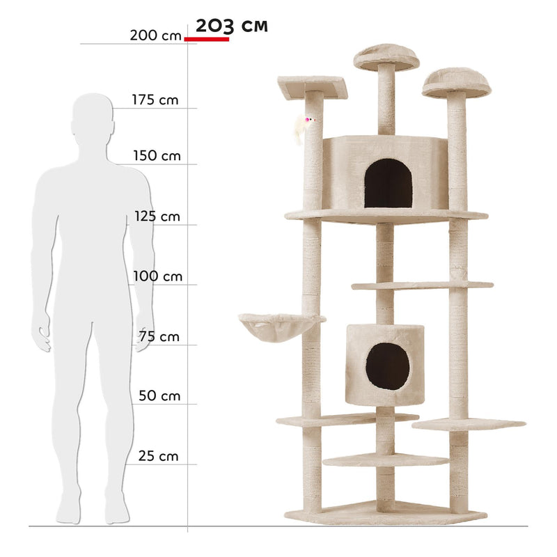 Albero Tiragraffi per Gatti H203 cm Rizzetti Rockfeller Beige