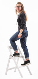 Sedia Scala Pieghevole 51x41xh75 cm in Legno Faggio Massello Bianco Laccato