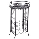 Cantinetta Portabottiglie con Portacalici 28,5x46x77,5 cm in Ferro Battuto  Nera