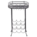 Cantinetta Portabottiglie con Portacalici 28,5x46x77,5 cm in Ferro Battuto  Nera