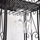 Cantinetta Portabottiglie con Portacalici 28,5x46x77,5 cm in Ferro Battuto  Nera