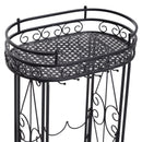 Cantinetta Portabottiglie con Portacalici 28,5x46x77,5 cm in Ferro Battuto  Nera