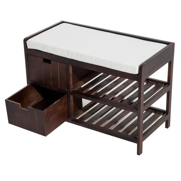 Schuhregal Bank mit Schubladen für Eingang 69x34x48 cm Braun sconto
