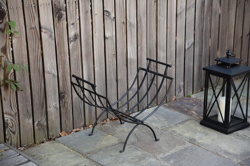 Portalegna Legnaia Pieghevole in Ferro 60x35x45 cm Max 30Kg  Nero