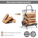 Portalegna Legnaia in Ferro 45x40x78 cm Max 100Kg con Attrezzi  Nero