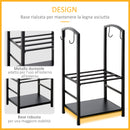 Portalegna Legnaia in Ferro 40x30x74 cm Max 100Kg con Attrezzi  Nero
