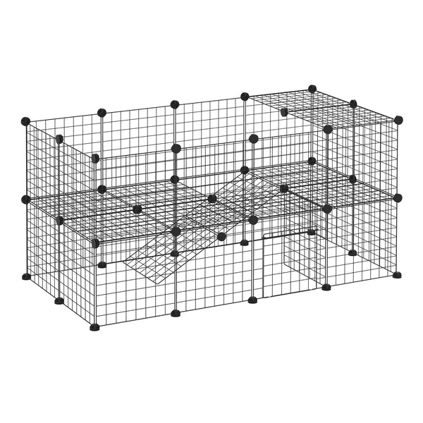 Zaun für Nagetiere Mäuse Hamster Zaunnetz Käfig 36 Stück 146x73x73 cm Schwarz sconto