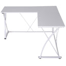 Scrivania da Ufficio ad Angolo in Metallo e MDF 142x142x76 cm  Bianca