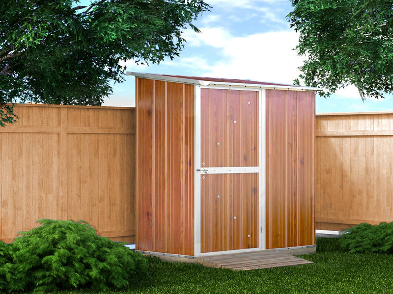 Casetta Box da Giardino in Lamiera di Acciaio Porta Utensili 174x100x174 cm Enaudi Legno