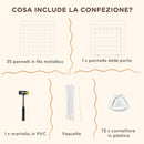 Recinto per Animali Domestici Piccoli con 36 Pannelli Modulabili con Porta in Metallo Bianco      