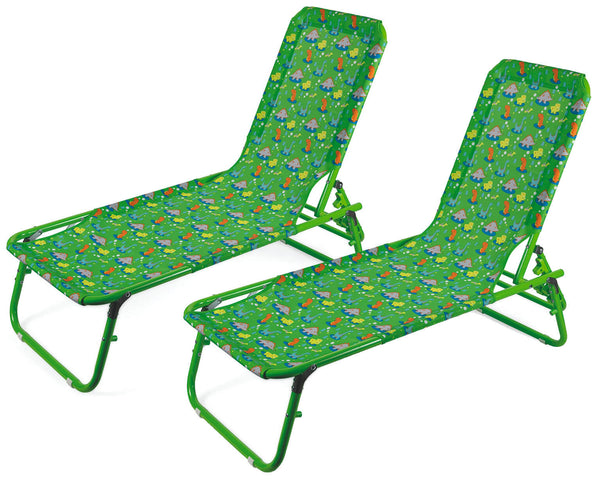 acquista Set mit 2 Garten-Sonnenliegen für Kinder aus Stahl Soriani Oxford Dinosaurs