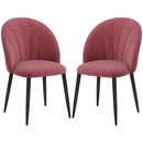 Set 2 Sedie da Pranzo in Velluto Imbottite 52x54x79 cm con Gambe in Metallo Rosso Antico