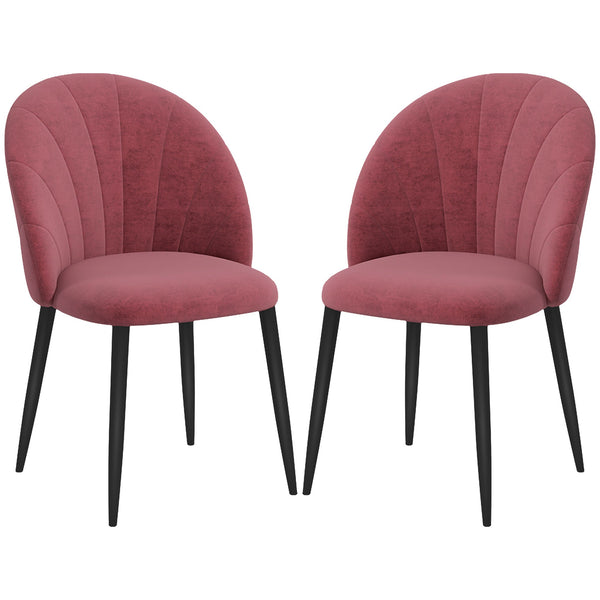 Set 2 Sedie da Pranzo in Velluto Imbottite 52x54x79 cm con Gambe in Metallo Rosso Antico prezzo