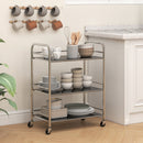 Carrello da Cucina Multiuso a 4 Livelli 60x35x77 cm con Ripiano Centrale Regolabile in Acciaio Inox   