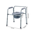 Sedia WC Altezza Regolabile in Tubi di Ferro Grigio 53.3x56.5x60-74.5 cm 