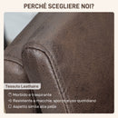 Divano 2 Posti Design Minimal 137x72x88 cm con Imbottitura Spessa in Poliestere Effetto Pelle Marrone Scuro  