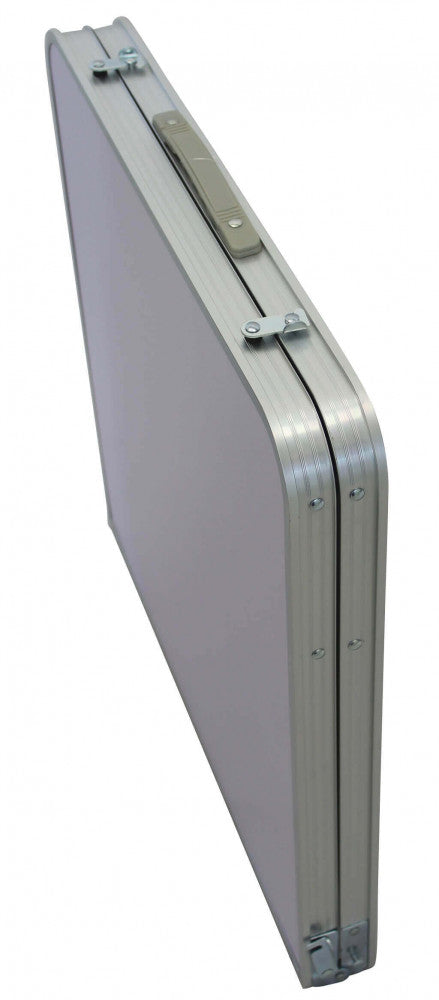 Set Tavolo Pieghevole con 4 Sgabelli da Campeggio in Alluminio Bianco