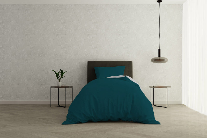 Copripiumino con Sacco e Federe Doubleface Verde Petrolio\/Grigio Chiaro