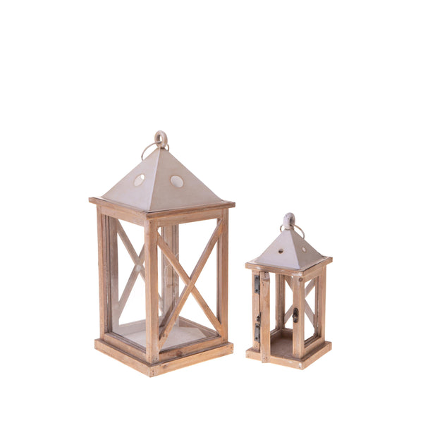 Set 2 Lanterne in Legno H 42 cm prezzo