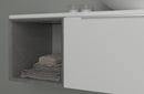 Mobile Bagno Sospeso 135 cm Lavabo Specchio Lampada a LED e Mensola TFT Mactan Sinistra Bianco Rovere e Grigio