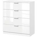 Cassettiera 4 Cassetti Moderna 70x34x79 cm con Guide Scorrevoli in Truciolato Bianco Lucido      