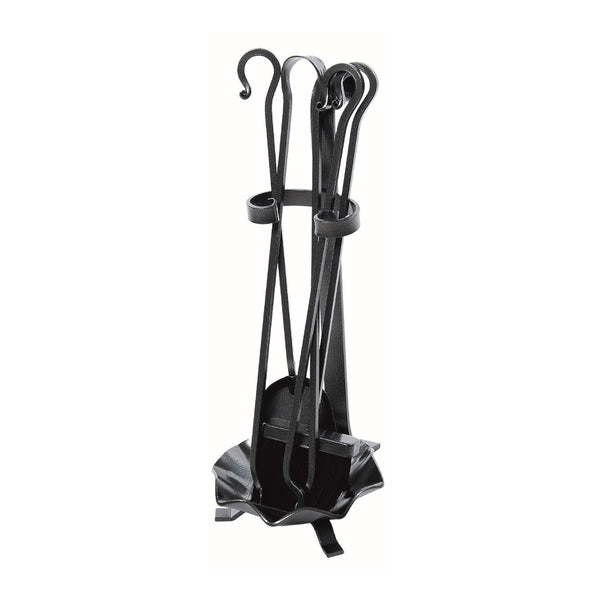 Set Camino 4 Pezzi con Bacinella Forgiato a mano in Ferro Verniciato Nero Opaco online