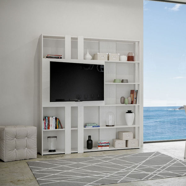 prezzo Libreria Moderna 5 Ripiani con Pannello per TV 178x36x204 cm in nobilitato Bianco